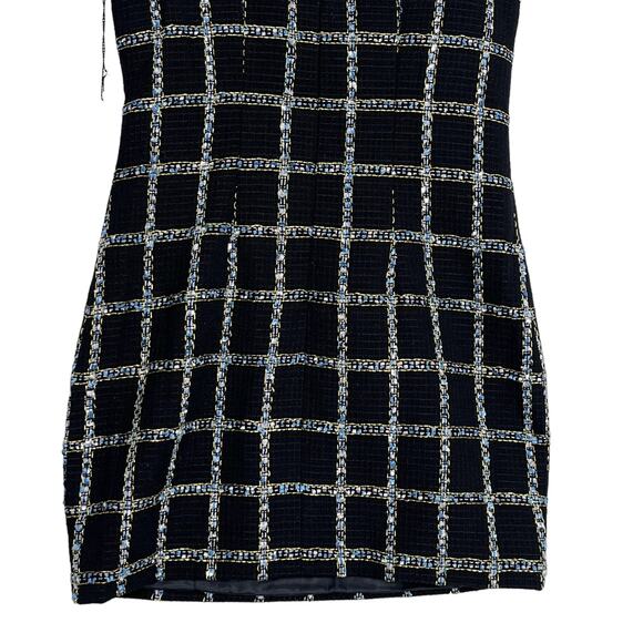 Jason Wu Tweed Mini Dress Sz XS Black Sleeveless Square Neck Metallic Classic - Picture 10 of 11